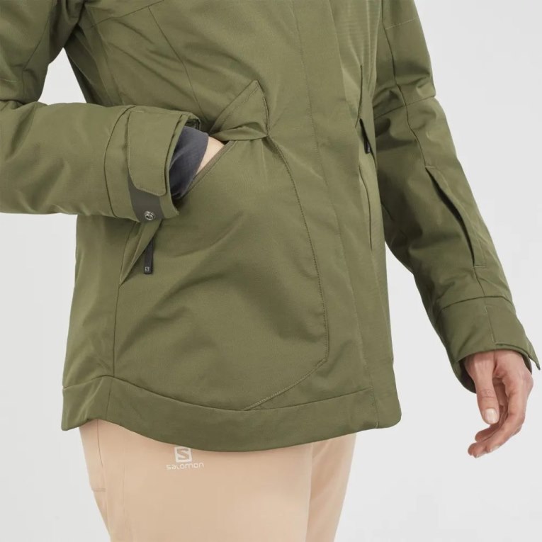 Chaquetas De Esquí Salomon Snow Rebel Insulated Hoodie Mujer Verde Oliva | MX BZRO891